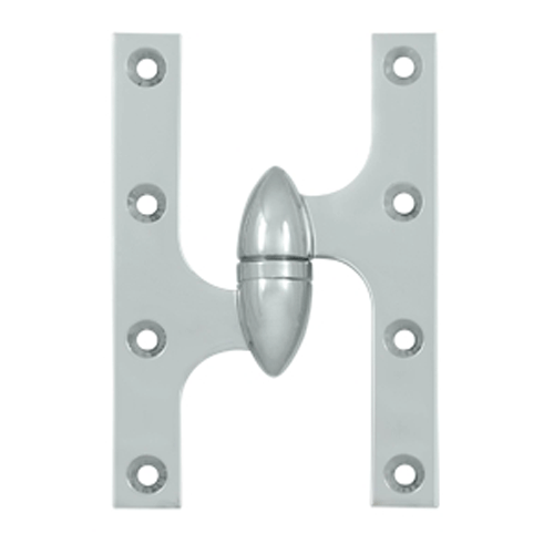 6 Inch x 4 Inch Solid Brass Olive Knuckle Hinge (Chrome Finish) DELTANA