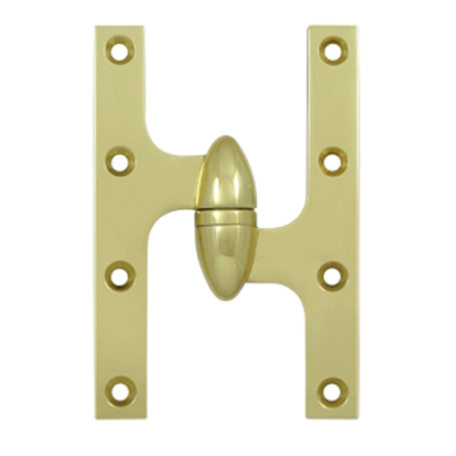 6 Inch x 4 Inch Solid Brass Olive Knuckle Hinge (Polished Brass Finish) DELTANA