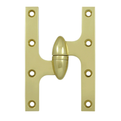 6 Inch x 4 Inch Solid Brass Olive Knuckle Hinge Polished Brass Finish DELTANA