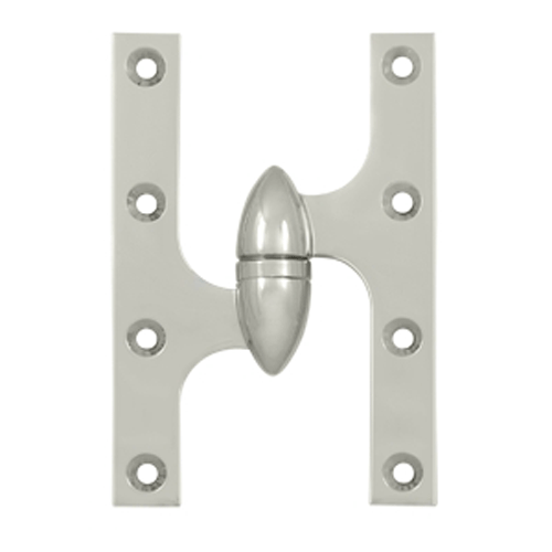 6 Inch x 4 Inch Solid Brass Olive Knuckle Hinge (Polished Nickel Finish) DELTANA