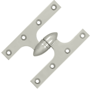 6 Inch x 4 Inch Solid Brass Olive Knuckle Hinge (Polished Nickel Finish) DELTANA