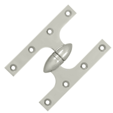 6 Inch x 4 Inch Solid Brass Olive Knuckle Hinge (Polished Nickel Finish) DELTANA