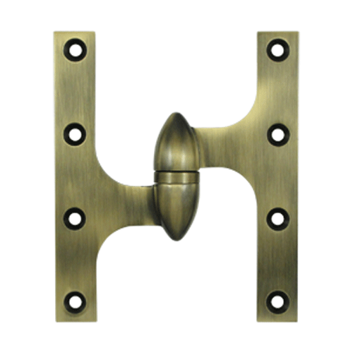 6 Inch x 5 Inch Solid Brass Olive Knuckle Hinge (Antique Brass Finish) DELTANA