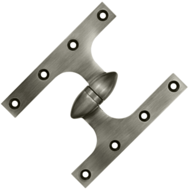 6 Inch x 5 Inch Solid Brass Olive Knuckle Hinge (Antique Nickel Finish) DELTANA