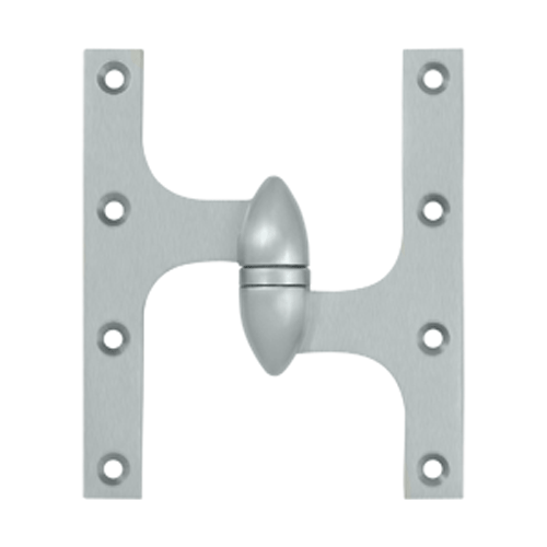 6 Inch x 5 Inch Solid Brass Olive Knuckle Hinge Brushed Chrome Finish DELTANA