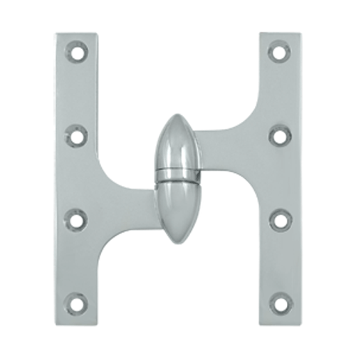 6 Inch x 5 Inch Solid Brass Olive Knuckle Hinge (Chrome Finish) DELTANA