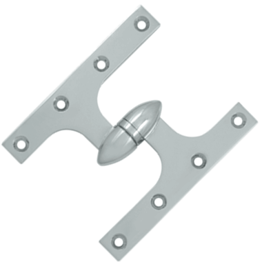 6 Inch x 5 Inch Solid Brass Olive Knuckle Hinge (Chrome Finish) DELTANA