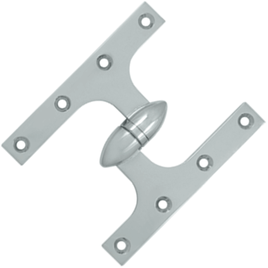 6 Inch x 5 Inch Solid Brass Olive Knuckle Hinge (Chrome Finish) DELTANA