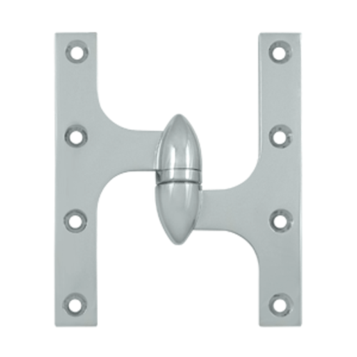 6 Inch x 5 Inch Solid Brass Olive Knuckle Hinge (Chrome Finish) DELTANA