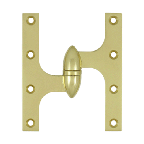 6 Inch x 5 Inch Solid Brass Olive Knuckle Hinge (Polished Brass Finish) DELTANA