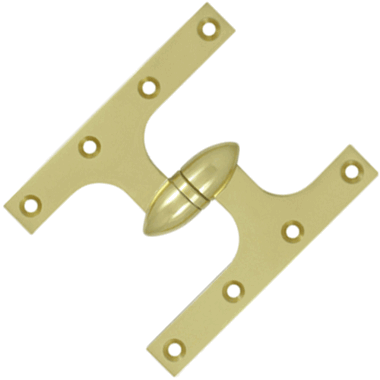 6 Inch x 5 Inch Solid Brass Olive Knuckle Hinge (Polished Brass Finish) DELTANA