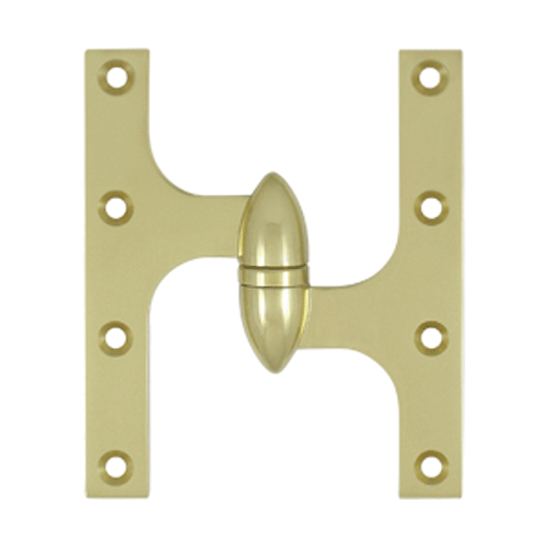 6 Inch x 5 Inch Solid Brass Olive Knuckle Hinge (Unlacquered Brass Finish) DELTANA