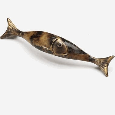 7/8 Inch (4 1/2 Inch c-c) Tiger Penshell Cabinet Fish Pull (Estate Dover Finish) SCHAUB