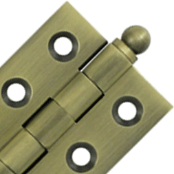 2 Inch x 1 1/2 Inch Solid Brass Cabinet Hinges (Antique Brass Finish) DELTANA