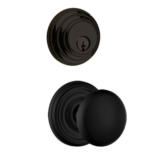 Emtek Regular Low Profile Entryway Set with Providence Round Brass Knob (Several Finishes Available) EMTEK