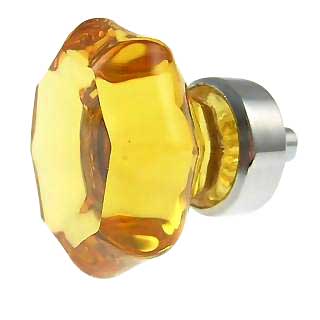 1 3/8 Inch Warm Amber Crystal Octagon Old Town Cabinet Knob (Chrome Base) COPPER MOUNTAIN HARDWARE