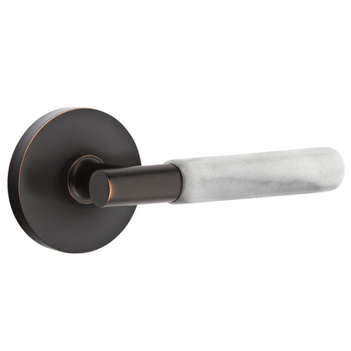 Emtek T-Bar White Marble Lever With Disk Rosette (Several Finishes Available) EMTEK