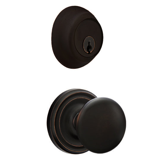 Emtek Regular Entryway Set with Providence Round Brass Knob (Several Finishes Available) EMTEK