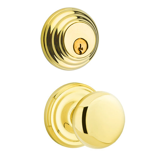 Emtek Regular Low Profile Entryway Set with Providence Round Brass Knob (Several Finishes Available) EMTEK