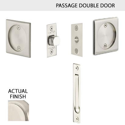 Square Solid Brass Pocket Door Tubular Double Door Set (Several Finish Options) EMTEK