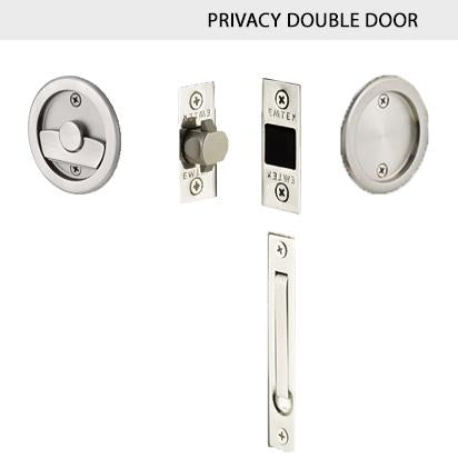 Round Solid Brass Pocket Door Tubular Double Door Set (Several Finish Options) EMTEK