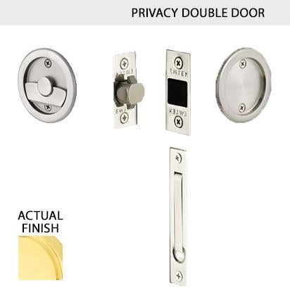 Round Solid Brass Pocket Door Tubular Double Door Set (Several Finish Options) EMTEK