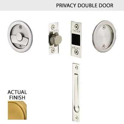 Round Solid Brass Pocket Door Tubular Double Door Set (Several Finish Options) EMTEK