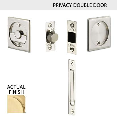 EMTEK Square Solid Brass Pocket Door Tubular Double Door Set (Several Finish Options)