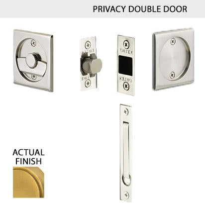 EMTEK Square Solid Brass Pocket Door Tubular Double Door Set (Several Finish Options)