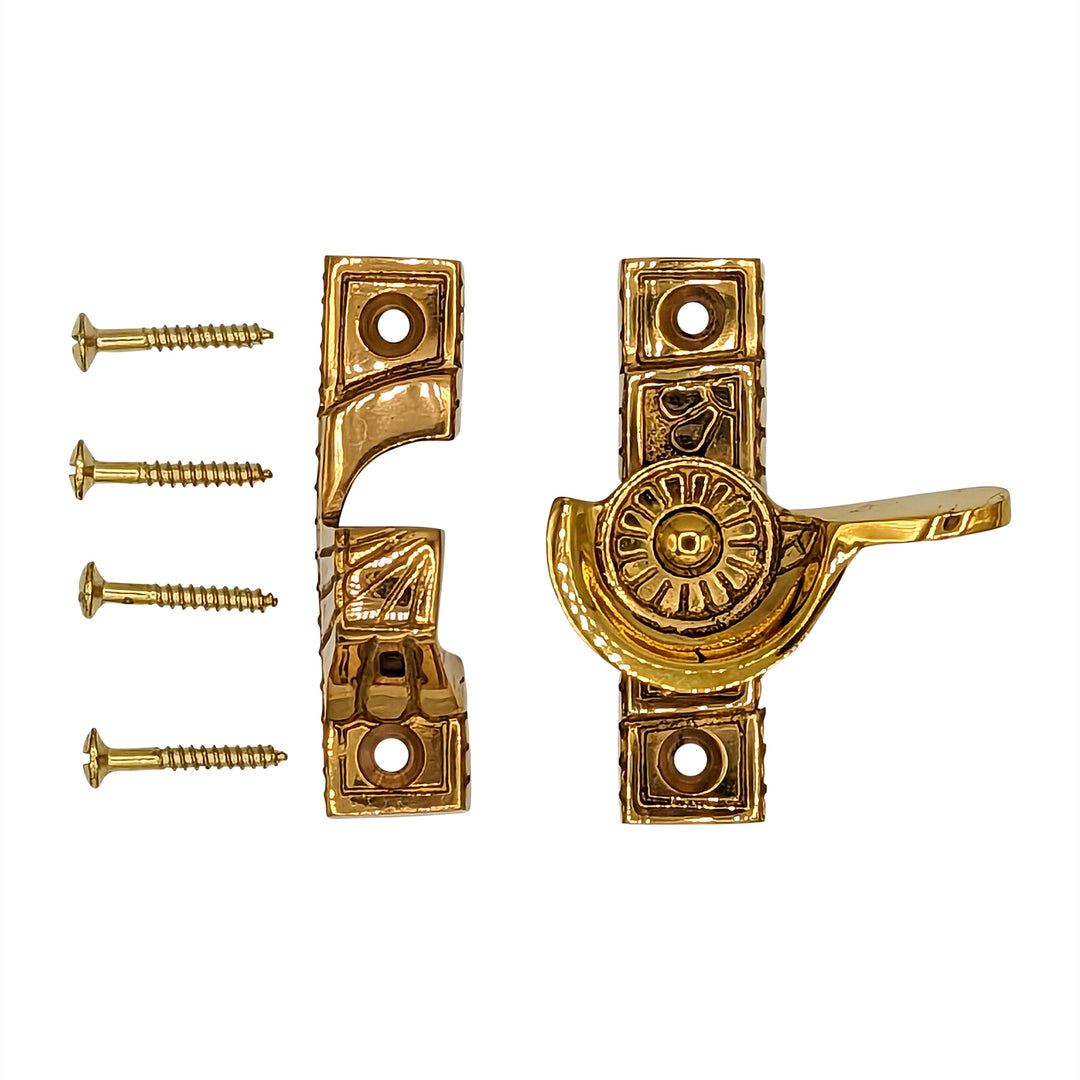 Solid Brass Art Deco Style Window Sash Lock (Polished Brass Finish) COPPER MOUNTAIN HARDWARE