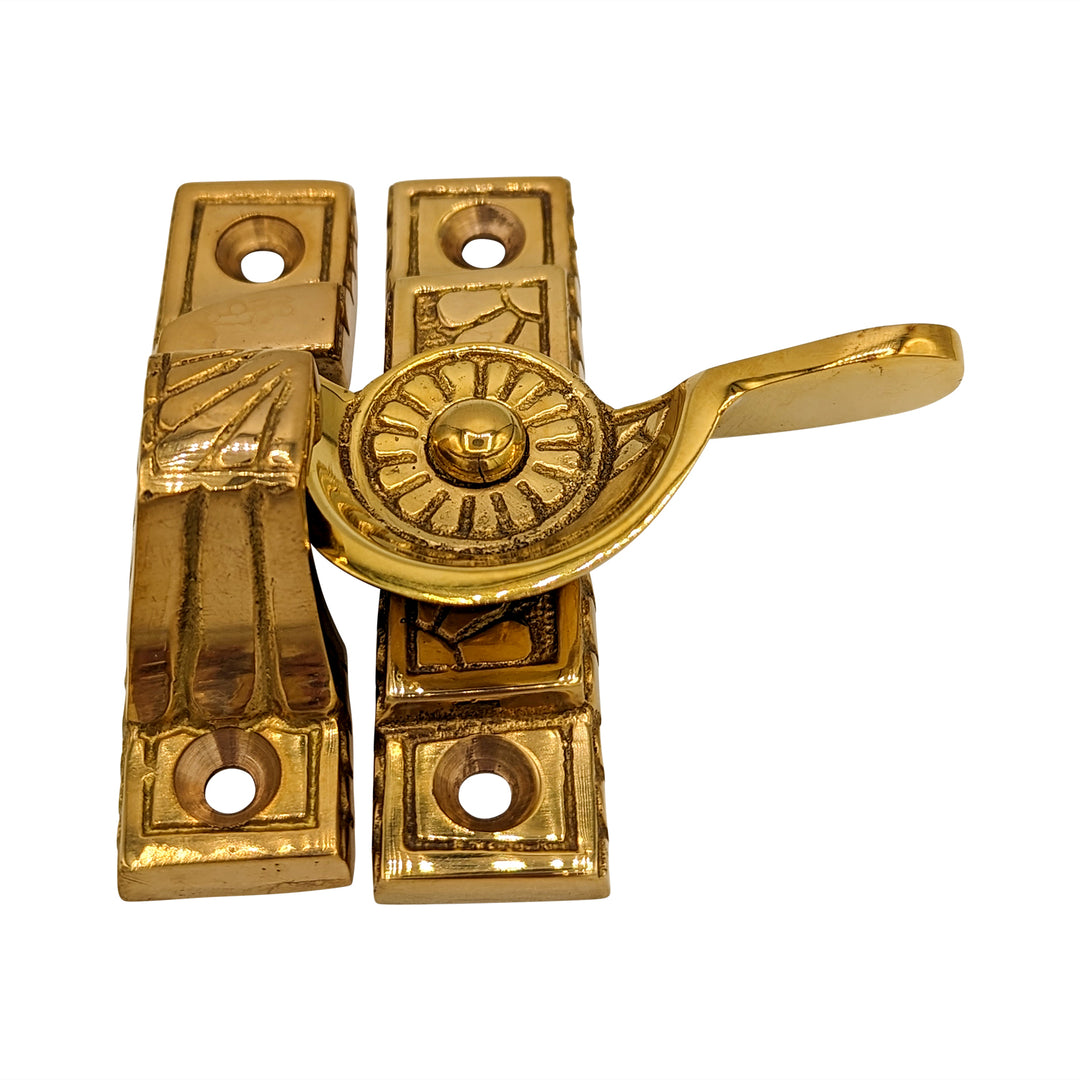 Solid Brass Art Deco Style Window Sash Lock (Polished Brass Finish) COPPER MOUNTAIN HARDWARE