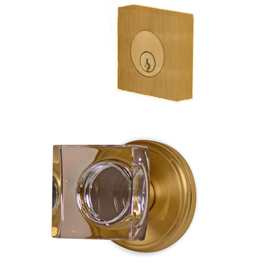 Classic Square Entryway Set with Crystal Square Knob (Several Finishes Available) EMTEK