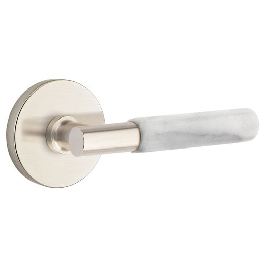 Emtek T-Bar White Marble Lever With Disk Rosette (Several Finishes Available) EMTEK