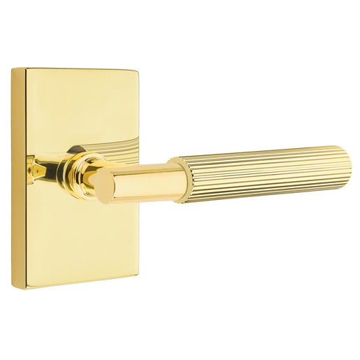 Emtek T-Bar Straight Knurled Lever With Modern Rectangular Rosette (Several Finishes Available) EMTEK