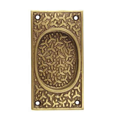 Rice Pattern Solid Brass Pocket Door Pull or Sash Lift (Antique Brass Finish) COPPER MOUNTAIN HARDWARE