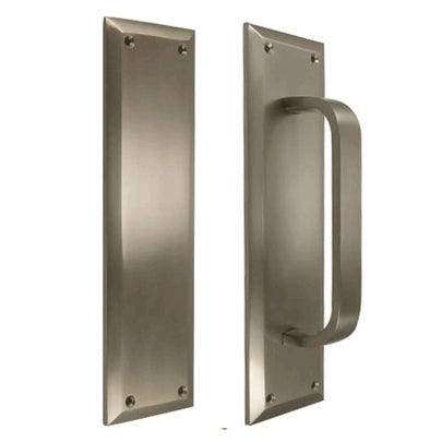 10 Inch Quaker Style Pull and Push Plate Set (Satin Nickel Finish) COPPER MOUNTAIN HARDWARE