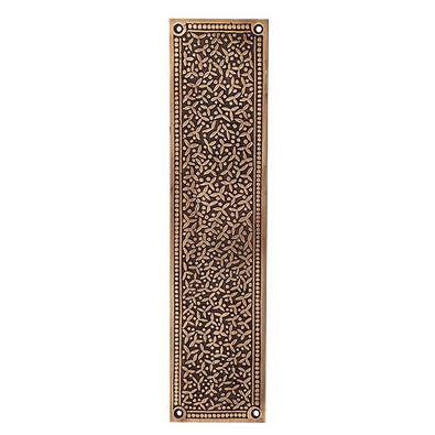 12 Inch Solid Brass Rice Pattern Push Plate  (Antique Brass Finish) COPPER MOUNTAIN HARDWARE