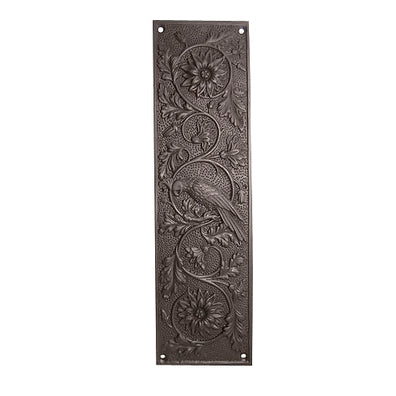 11 1/4 Inch Cockateel Bird and Flower Push Plate (Oil Rubbed Bronze Finish) COPPER MOUNTAIN HARDWARE