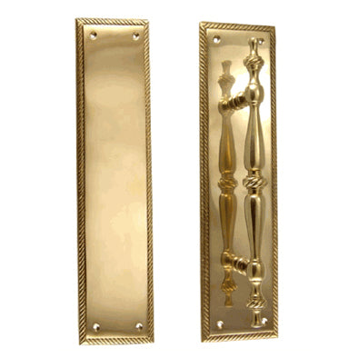 11 1/2 Inch Georgian Roped Style Door Pull and Push Plate (Polished Brass Finish) COPPER MOUNTAIN HARDWARE