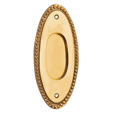 5 7/8 Inch Solid Brass Oval Beaded Door Pull (Polished Brass Finish) Copper Mountain Hardware