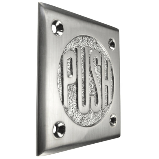 2 3/4 Inch Brass Classic American "PUSH" Plate (Brushed Nickel Finish) COPPER MOUNTAIN HARDWARE