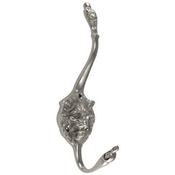 Traditional Solid Brass Lion Head Coat Hook (Polished Chrome Finish) COPPER MOUNTAIN HARDWARE