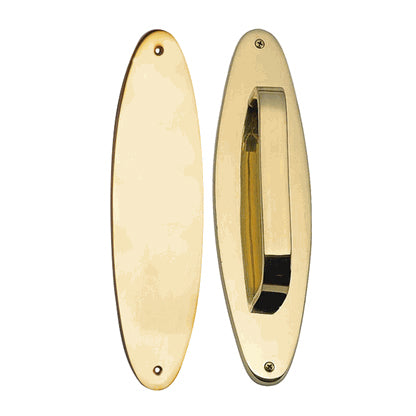 11 Inch Solid Brass Oval Push and Pull Plate Set Polished Brass Finish COPPER MOUNTAIN HARDWARE