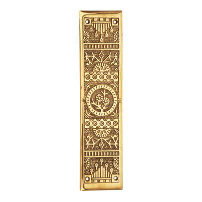 11 1/4 Inch Eastlake Solid Brass Push Plate (Lacquered Brass Finish) COPPER MOUNTAIN HARDWARE