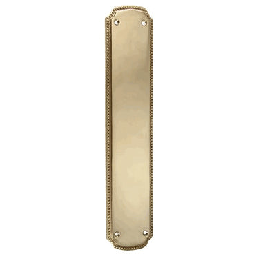 11 1/2 Inch Solid Brass Beaded Push & Plate (Polished Brass Finish) COPPER MOUNTAIN HARDWARE