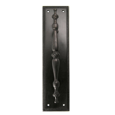 11 1/2 Inch Solid Brass Georgian Roped Style Door Pull and Plate (Oil Rubbed Bronze Finish) COPPER MOUNTAIN HARDWARE