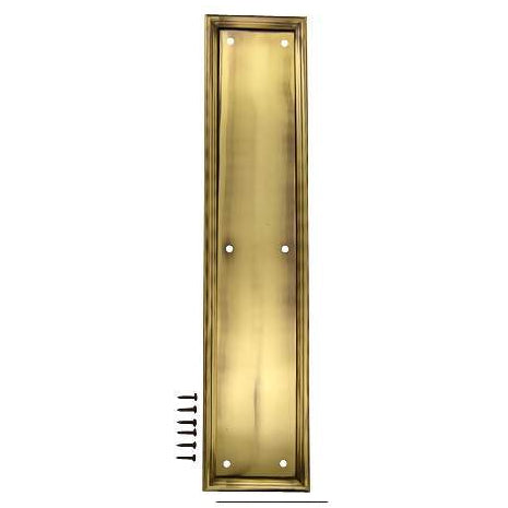 15 Inch Solid Brass Framed Push Plate (Antique Brass Finish) DELTANA