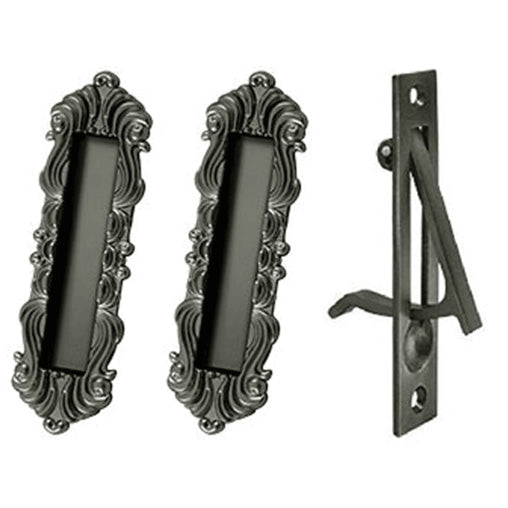 Victorian Style Heavy Duty Single Pocket Passage Style Door Set (Antique Nickel Finish) DELTANA