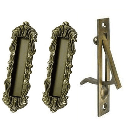 Victorian Style Single Pocket Passage Style Door Set (Antique Brass Finish) DELTANA