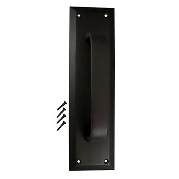 10 Inch Quaker Style Door Pull Plate (Flat Black) COPPER MOUNTAIN HARDWARE